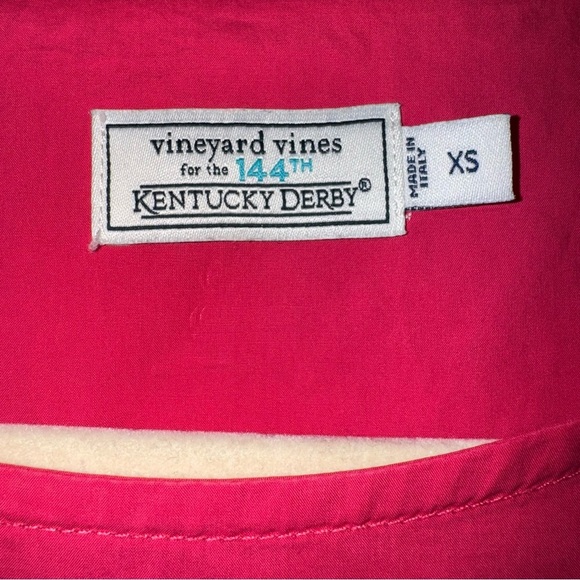 VINEYARD VINES 144th Kentucky Derby Hot Pink Cotton Side Ruffle Sheath Dress XS - Picture 11 of 13
